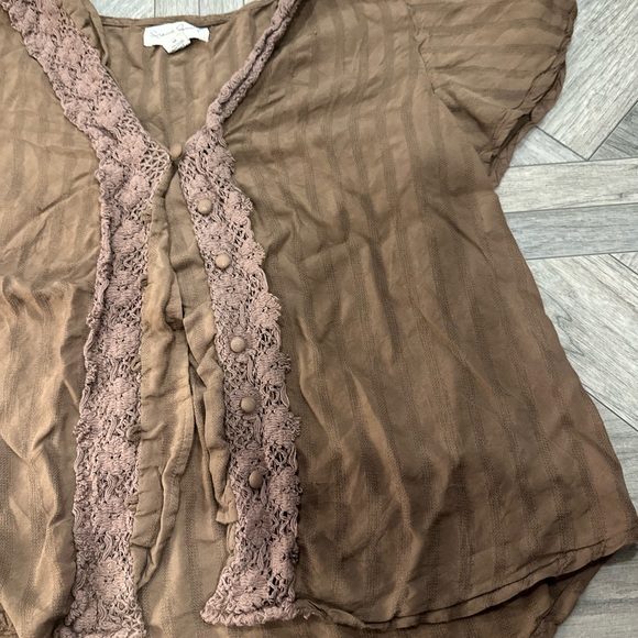 French Laundry Taupe Blouse with Lace Detail - Picture 8 of 13